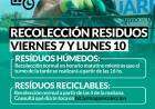 Horario de recolección de residuos Feriados Nacionales