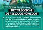 Cambio de horario en la recolección de residuos húmedos