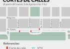 Corte de avenida Casey por el montaje del escenario para la peatonal del 6 de agosto