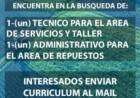 Búsqueda laboral: concesionario de máquinas agrícolas