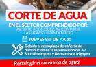 Corte en el suministro de agua corriente en un sector de la ciudad